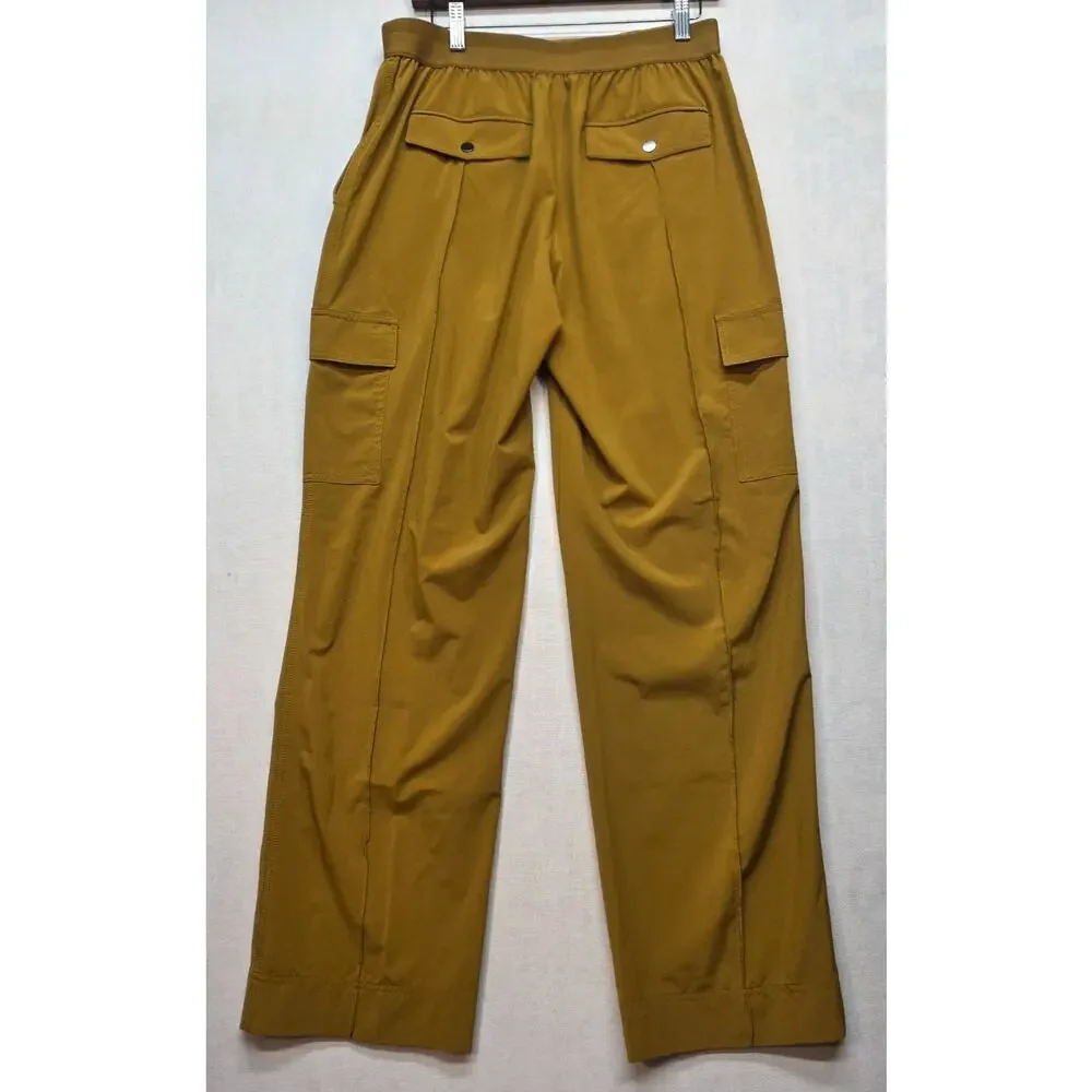 Athleta Vienna NWOT Cargo Pants Sz 10 Mustard Gold Travel Utility Wide-leg
